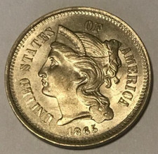 elf Three Cents Nickel  1865  sw154