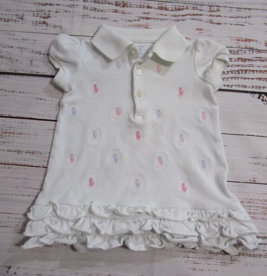 Lot Of 2 Ralph Lauren Baby Pink Floral 1 Piece & Ruffle Dress Girls 3-9 Months - Image 2 of 4