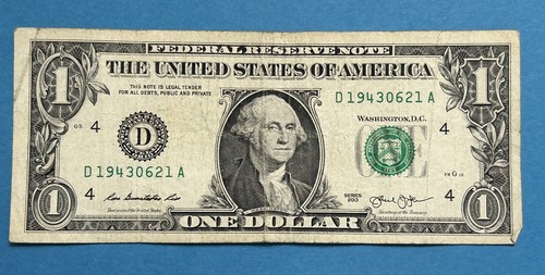 June 21, 1943 Birthday Note Fancy Serial Number $1 Dollar Bill - Picture 2 of 5