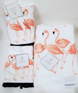 Flamant rose Blanc Serviette à main