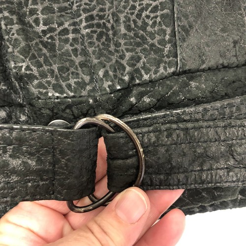 Vtg 80's Ground Zero Black Crackle Suede Leather Rocker Coat Biker Jacket XL - Picture 5 of 11