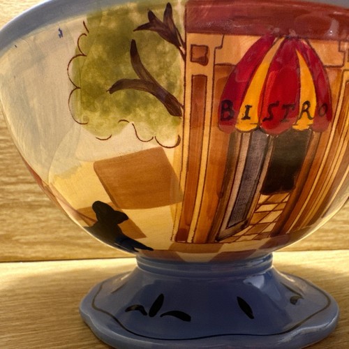 Sidewalk Cafe Certified International Poodle Bowl J Brinley Cafe Scene Blue b71 - Picture 4 of 8