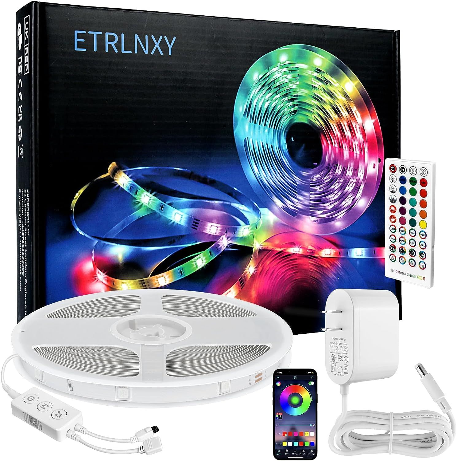 Led Strip Lights 65.6ft for Bedroom 5050 RGB Music 65.5FT 24Volts, Multicolor-image