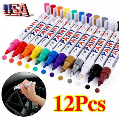 12Pcs Waterproof Permanent Paint Marker Pen Car Tyre Tire Tread Rubber Metal Ne!