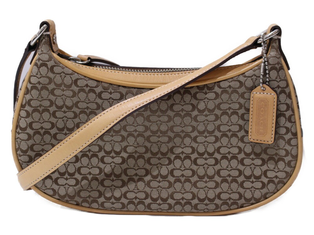 COACH Mini Signature Shoulder Bag 6344 Diagonal Hanging Bag Beige Women s Gift