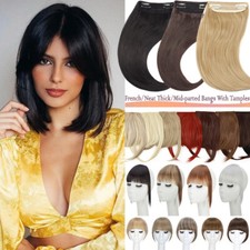 Thin Neat Side Bangs As Human Hair Extensions Clip in on Fringe Front Hairpiece
