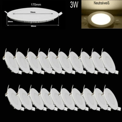 DEPMOG Foco empotrable redondo panel LED 20x 3W blanco neutro lámpara de techo lámpara de bañera