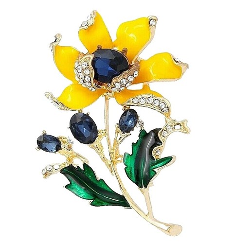 Vintage 60\'s Huge Black White Enamel Flower Brooch Pin 1960s Black White Enamel Flower Brooch Large Mod Floral Pin  main image 2