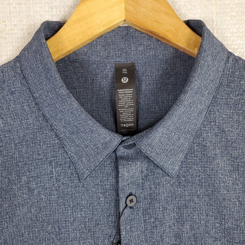 LULULEMON NWOT Mens Size 2XL Performance Button Front Sport Shirt Wicking Blue - Picture 5 of 13