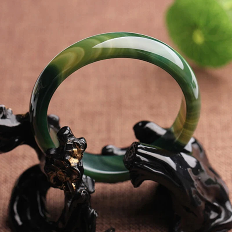 Brazaletes de ágata natural verde oscuro joyería mujer regalo ropa accesorios Foto 4 de 4