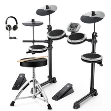 🥁Donner DED-80 Electric Drum Set Quiet Mesh Pad Electronic Drum With 180 Sounds