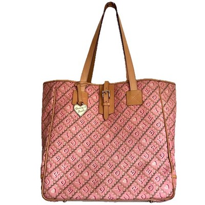 Vtg Dooney And Bourke XL Large Pink Signature Monogram Heart