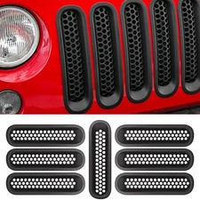 Upgrade Version Clip-on Grille Front Mesh Grille Inserts JK-matte black