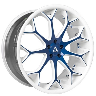 Azad Wheels AZ99 24x9 Custom White with Deep Blue Accents (4pcs) A1