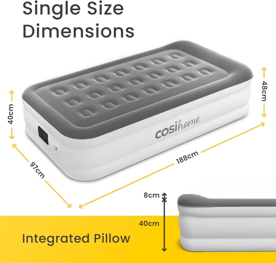 Cosi Home® Single Sized Air Bed - Premium Single Inflatable Mattress - Image 2 of 4