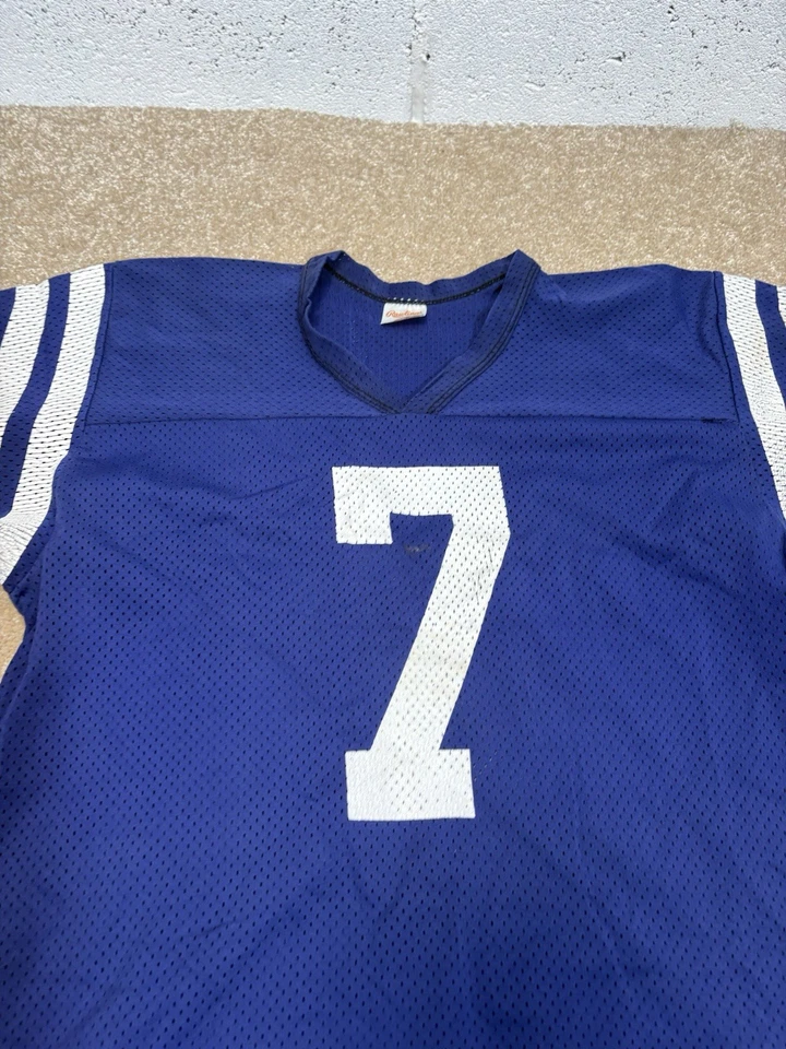 Camiseta deportiva de colección años 80 Indianapolis Colts Rawlings etiqueta talla L #7 azul NFL Foto 3 de 4