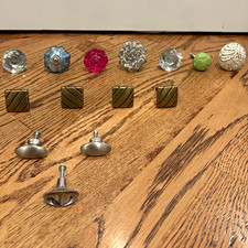 Mixed Vintage/Retro Cabinet Knobs Lot 14 pk Metal/Glass/Ceramic Brushed