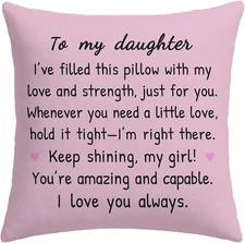 To My Daughter Pink Throw Pillow Cover 18X18 Inch, Daughter Birthday Gifts from 
