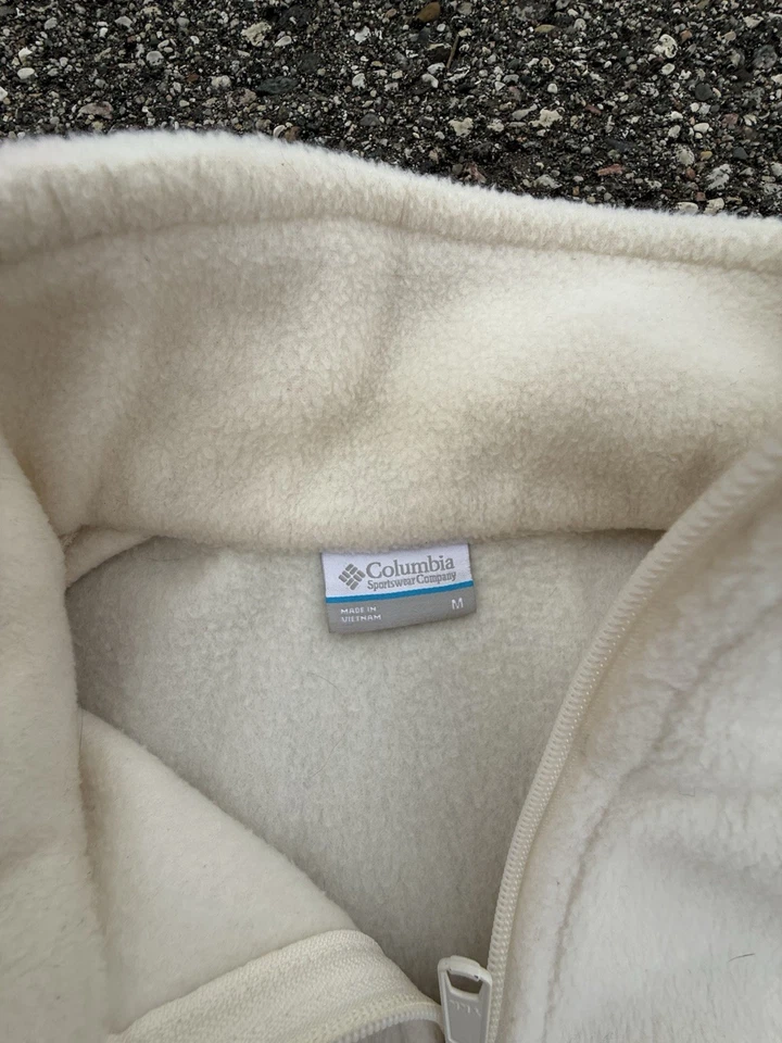 Chaleco polar Columbia para mujer mediano blanco cremallera frontal cremallera completa chaqueta sin mangas Foto 3 de 4