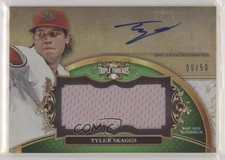 2013 Topps Triple Threads Unity Jumbo Relics Emerald 9/50 Tyler Skaggs Auto 0s3