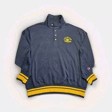 y2k Champion 1919 Physical Education Navy Yellow Mock Neck Sweatshirt Men's L