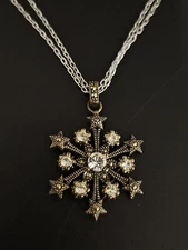 Judith Ripka Snowflake Pendant Necklace, Sterling Silver, CZ