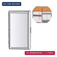 Metal Cigarette Case Holder King 100s Size Double Sided Flip Open Silver