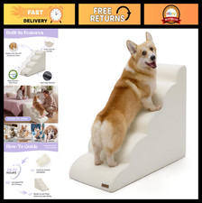 Pet Stairs for High Beds - 5 Step Dog Ramp, Non-Slip Foam Steps for Small Dogs,
