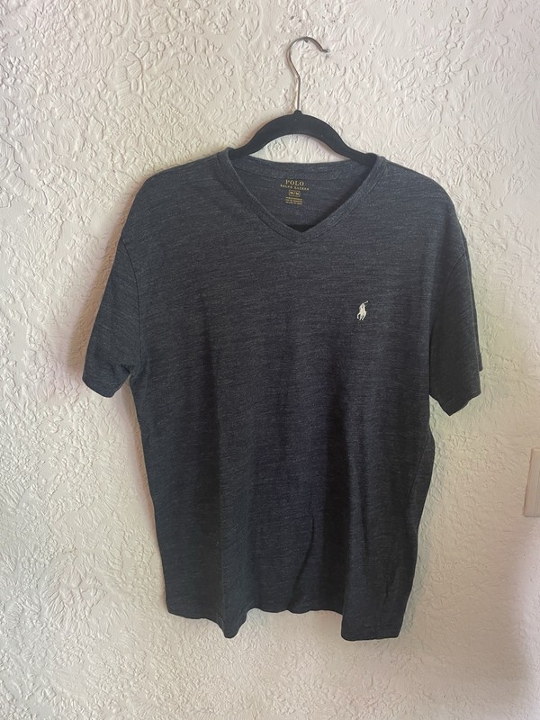 Polo Ralph Lauren V-Neck T-Shirt Medium Blue  Cotton Pony Preppy Short Sleeves