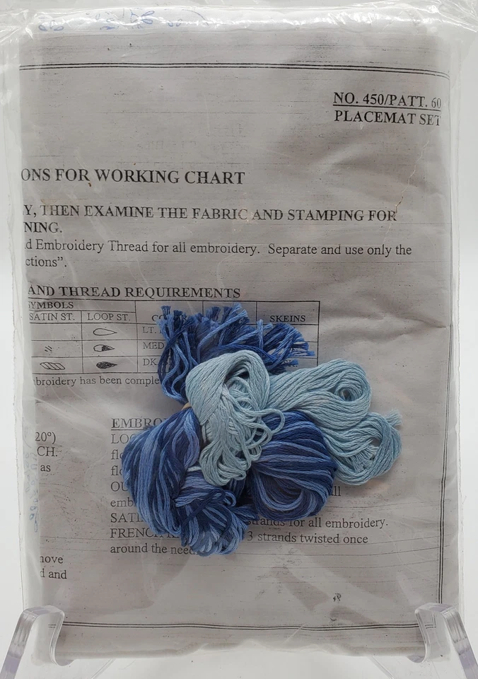 Tobin Comedor para 2 Manteles Individuales Servilletas Azul Cascada Punto de Cruz 450/60 NUEVO Foto 4 de 4