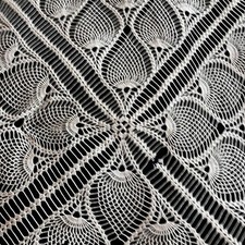 Handmade Vtg Large Cream Doily Tablecloth Crocheted Natural 47x49 Beautiful 