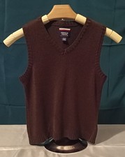 French Toast - Brown vest with V-neck for Boys. Size S 6/7 