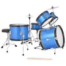 Kids Drum Set 5-Piece Junior Musical Drum Kit with 16 in Bass Drum (Blue)