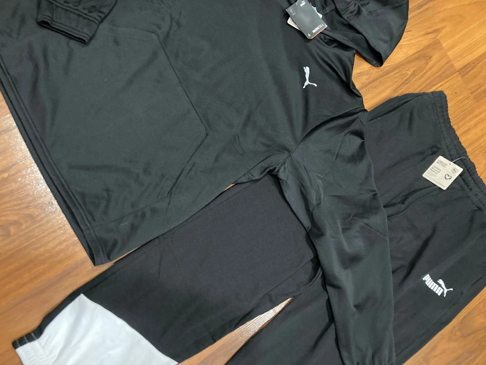 Conjunto de calça com capuz Puma masculina 3 listras 2 peças preto/branco tamanho G nova - Imagem 2 de 4