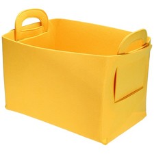 Felt Storage Bin, 14.2x9.8x9" Felt Storage Box with Handles, Yellow