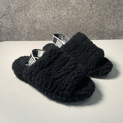 UGG Damen Fluff Yeah Slide Hausschuhe Schwarz Größe UK 5 NEU