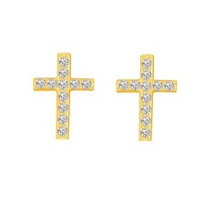 Tiny Cross Earrings for Women - 14K White Gold Plated Cubic Tiny, 3