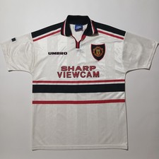 Vintage Manchester United Away Shirt 1996-97 Umbro Sharp Viewcam Jersey Size L