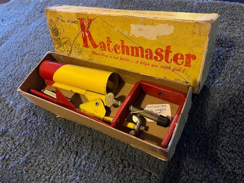 Katchmaster rod holder in original box 1950s good shape fishing rod holder