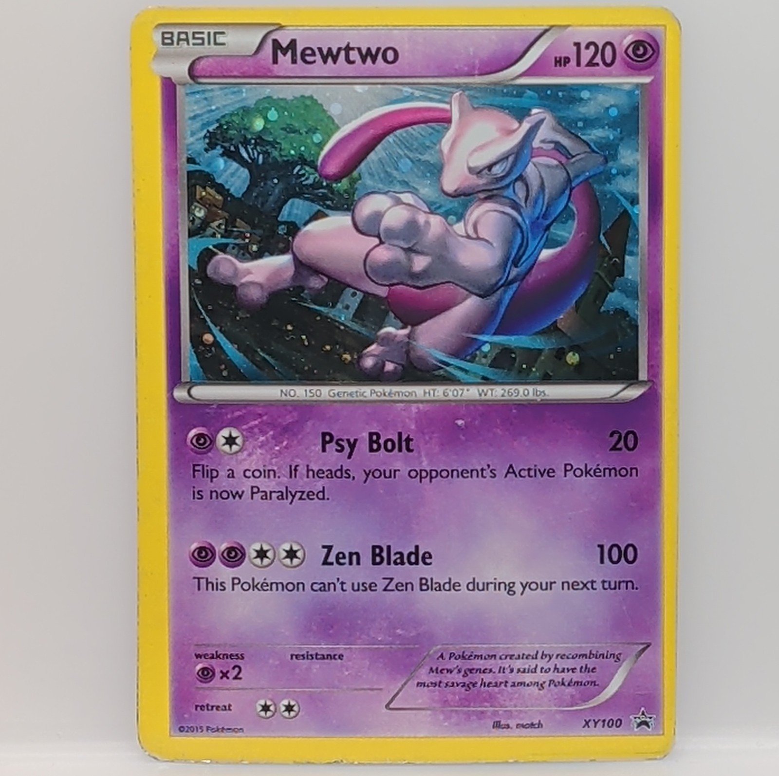 MEWTWO #XY100 BLACK STAR PROMO HOLO Pokemon TCG HP/DMG 2016 Nintendo Rare