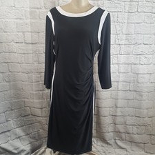 Lauren Ralph Lauren Women 10 Midi Dress Floral Bodycon Ruched Side Stretchy