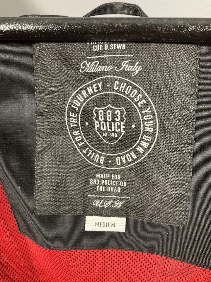 POLICE DOUBLE ZIP BOMBER Jacket - Size Medium - Black - Great Condition - Men’s - Image 2 of 4