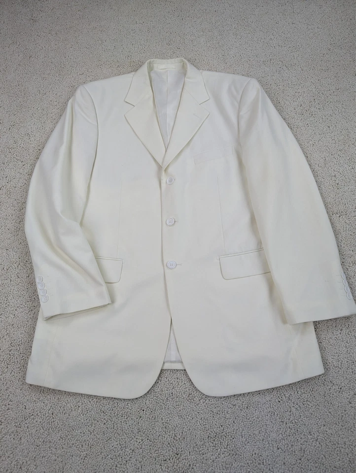 Traje Giorgio Fiorelli Para Hombre 44R 38x27 Crema Marfil 2 Piezas Chaqueta Pantalones De Colección Foto 2 de 4