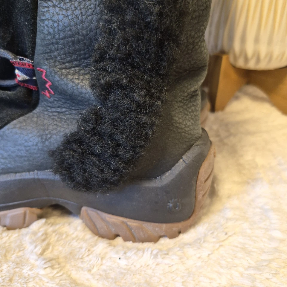 Ulu Botas de Cuero Negro Sherpa Forradas con Cordones Para Mujer Impermeables Exterior Talla 7 Foto 4 de 4