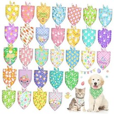30 Pcs Easter Dog Bandanas Bulk Adjustable Triangle Dog Easter Theme 30 Pcs
