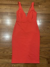 Lulu’s Red Bodycon Midi Dress Womens Large Underwire Plunge Sleeveless Sexy