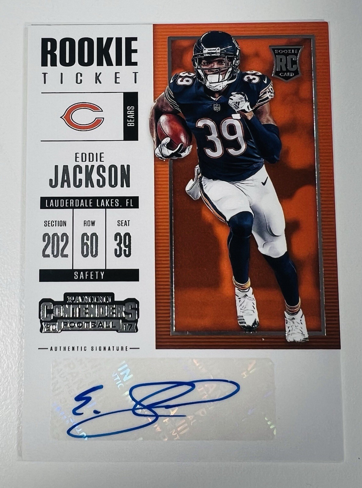 2017 Panini Contenders #195 Eddie Jackson Rookie RC Auto Autograph