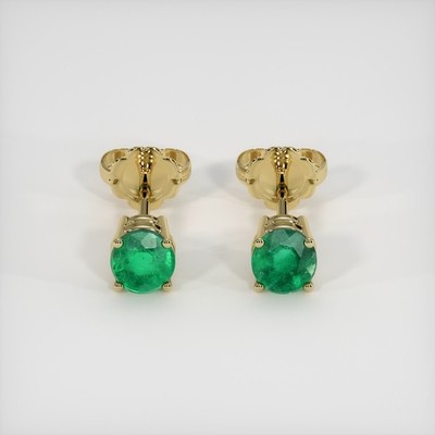 Madagaskar runder grüner Smaragd 18 K Gelbgold Ohrring 0,67 kt