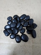 Black Polished Pebbles Stones Spa Massage Hot Stones Set Aquarium Plant Decor