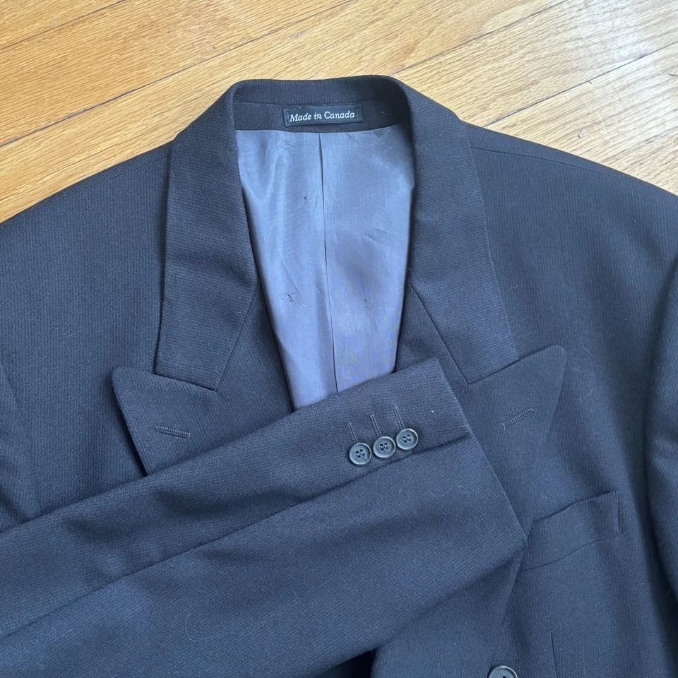 Blazer Yves Saint Laurent YSL Doble Pecho Negro Lana Worsted 46L Foto 2 de 4